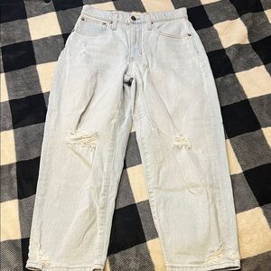 Madewell Light Blue Balloon Style Distressed Denim Jeans size 26P